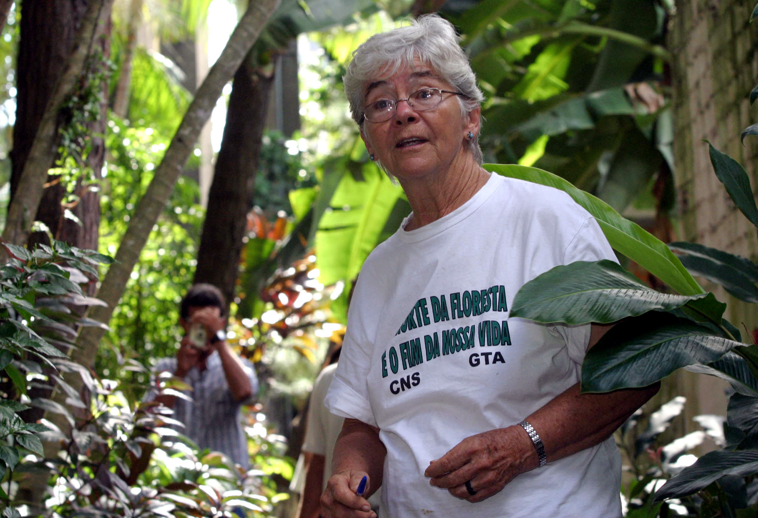 Dorothy Stang, a 74-year-old American nun, was shot to death early February 12, 2005 in Brazil's Amazon rain forest where she worked to defend human rights and the environment despite frequent death threats, federal police said. Unknown assailants shot U.S. missionary, Dorothy Stang at point-blank range at an isolated agricultural settlement in dense jungle 31 miles from the town of Anapu in the state of Para, police and fellow religious workers said. A February 12, 2004 file photo shows Missionary sister Dorothy Stang in Belem, northern Brazil.   (BRAZIL OUT)   REUTERS/Imapress/AE/Carlos Silva