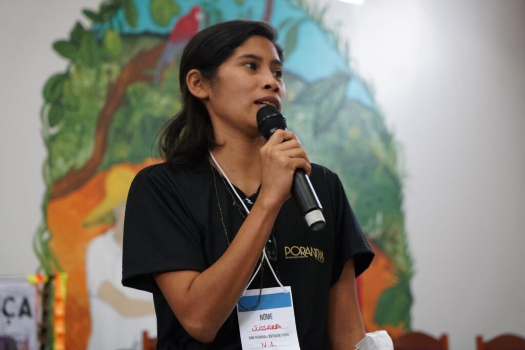 Jussara Góes, coordenadora do Cimi Regional Norte I, durante o terceiro dia do Congresso dos 50 anos do Cimi. Foto: Maiara Dourado/Cimi