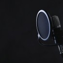 Sound studio. Microphone in close-up