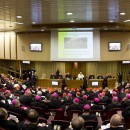 epa04434479 A general view of the opening of the Extraordinary Family Synod in the Synod Hall, Vatican City, 06 October 2014. Catholic bishops were coming together for a two-week Synod in order to discuss church stances on family-related issues such as marriage, divorce, homosexuality, contraceptives and premarital sex.  EPA/CLAUDIO PERI / POOL