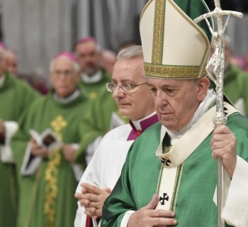 Missa celebrada na manhã deste domingo (06/10) na Basílica de São Pedro. (Foto: Vatican News)